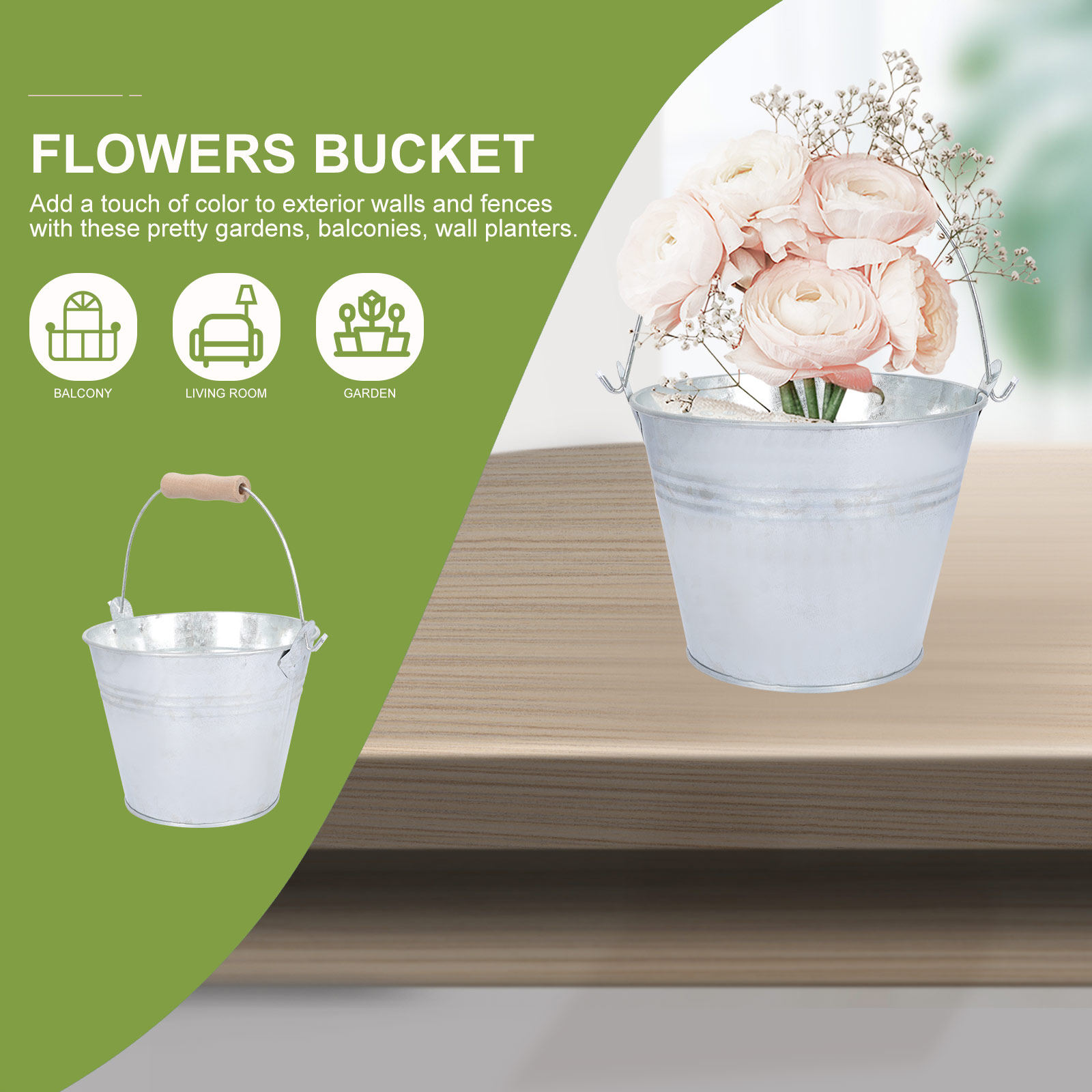 Succulent Arrangement Mini - 2개 세트 빈티지 철제 꽃통 나무