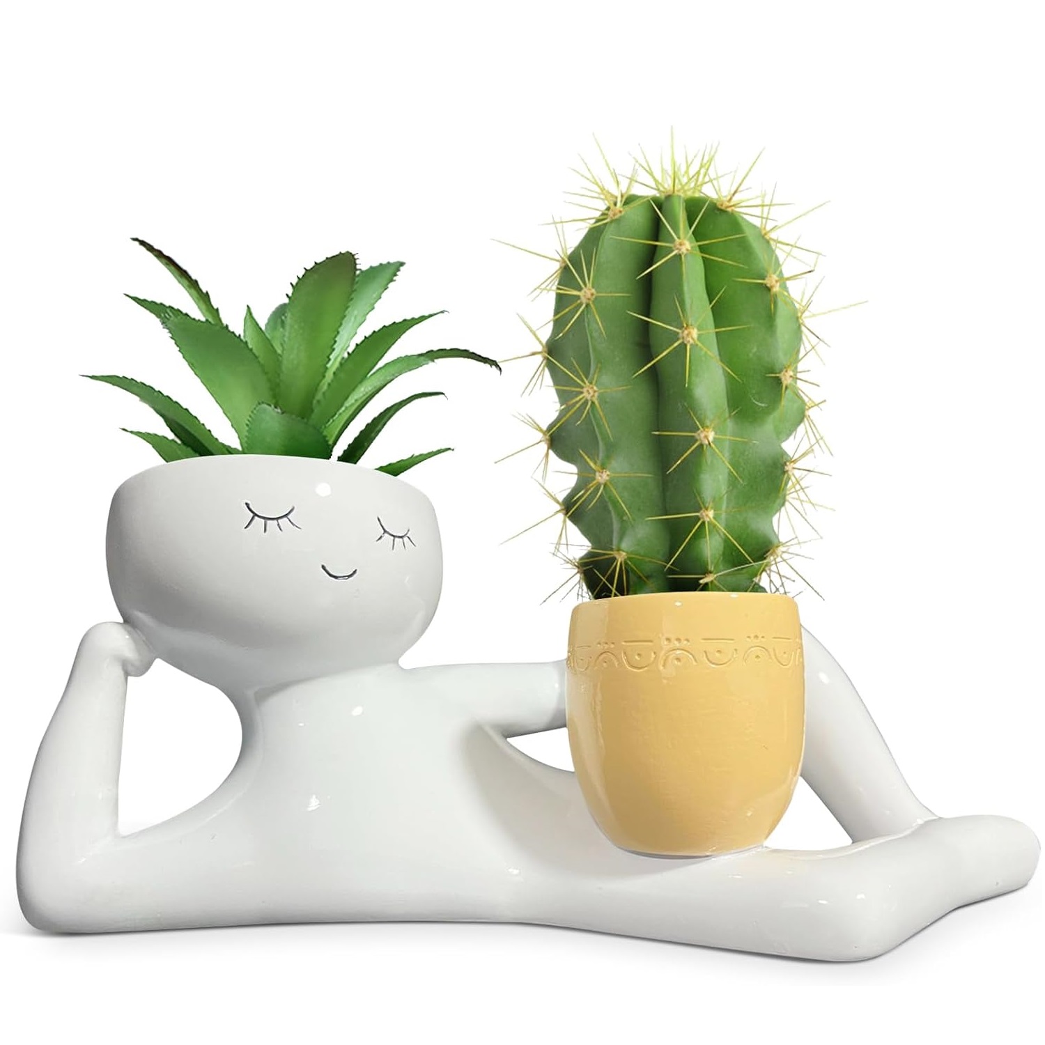 게으른 작은 남자 모양 화분, 독특한 화분, 재미있는  - Cactus Mix Pot 리뷰 및 가격
